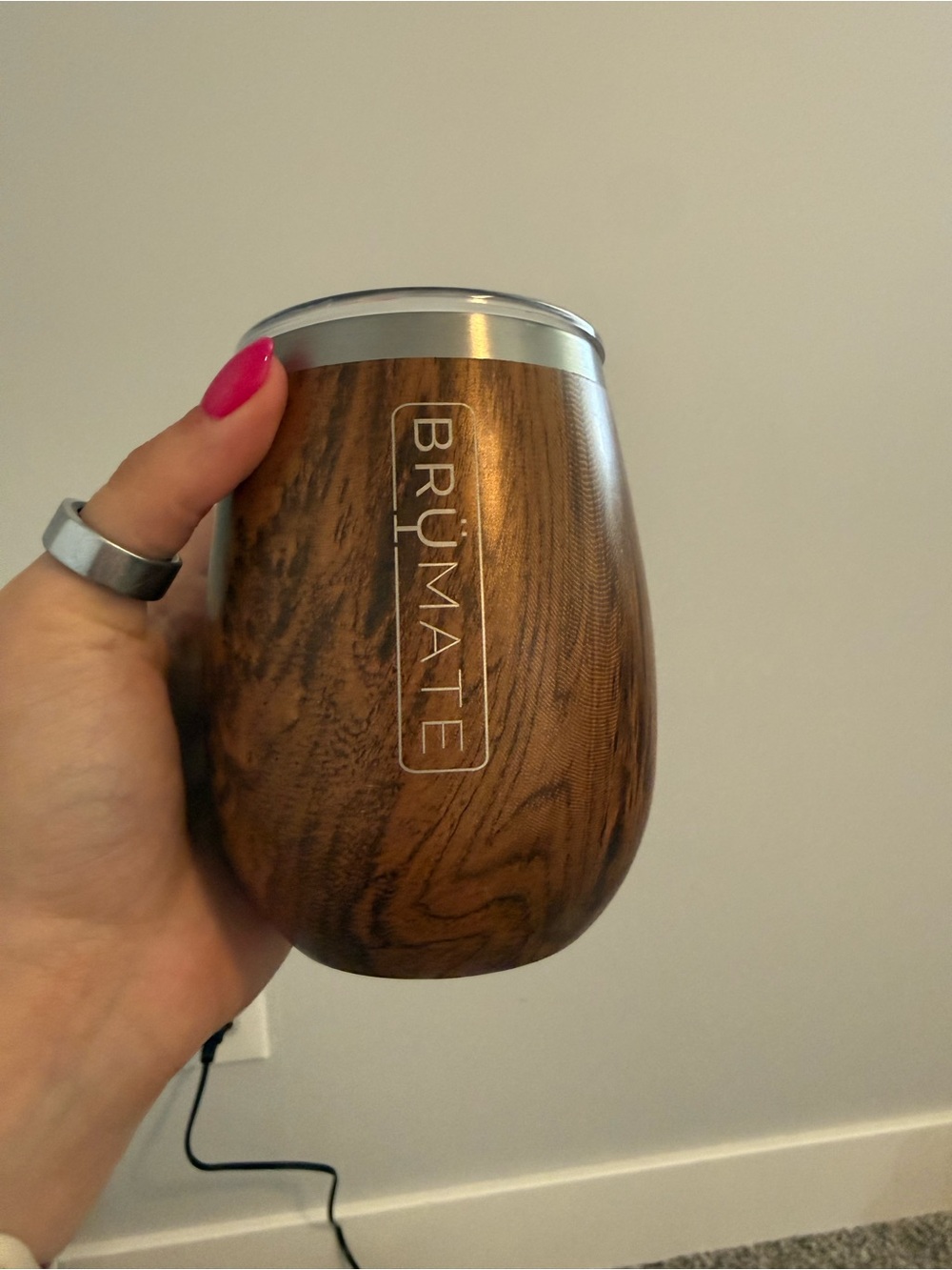 BrüMate Woodgrain Stemless Wine Tumbler - Brown